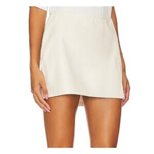 AFRM White Faux Leather Mini Skirt XS Ivory Pencil Soft Slit Work Micro $68 NEW
